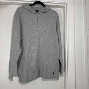 Polo Ralph Lauren Mens Gray Waffle Knit Long Sleeve Quarter Zip Hoodie